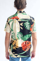Black & Beige Island Leaves Button Up Shirt