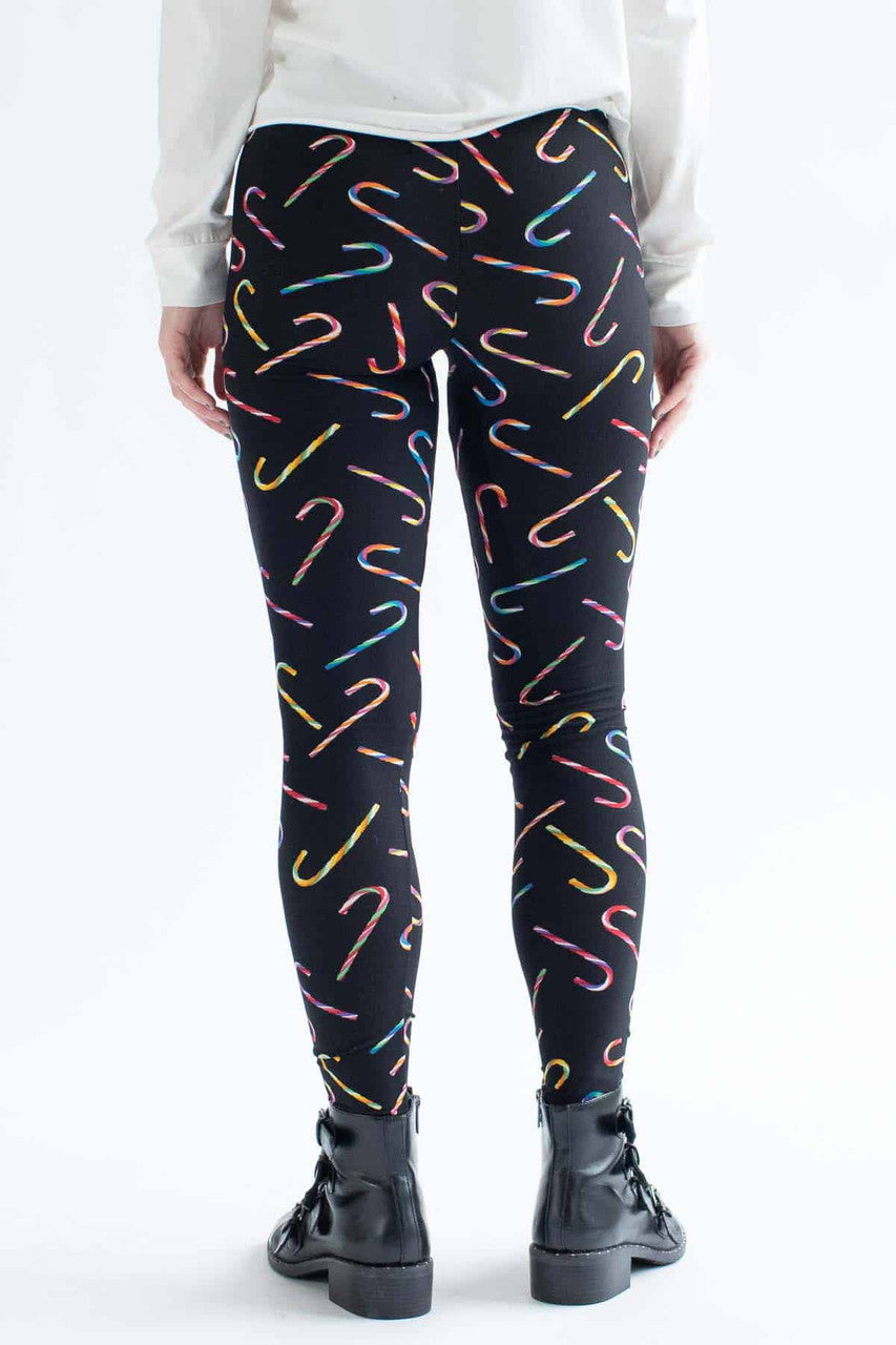 Black Candy Canes High Waisted Leggings