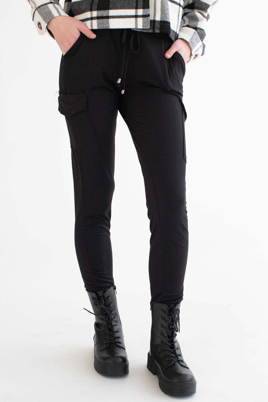Black Cargo Pocket Joggers 1