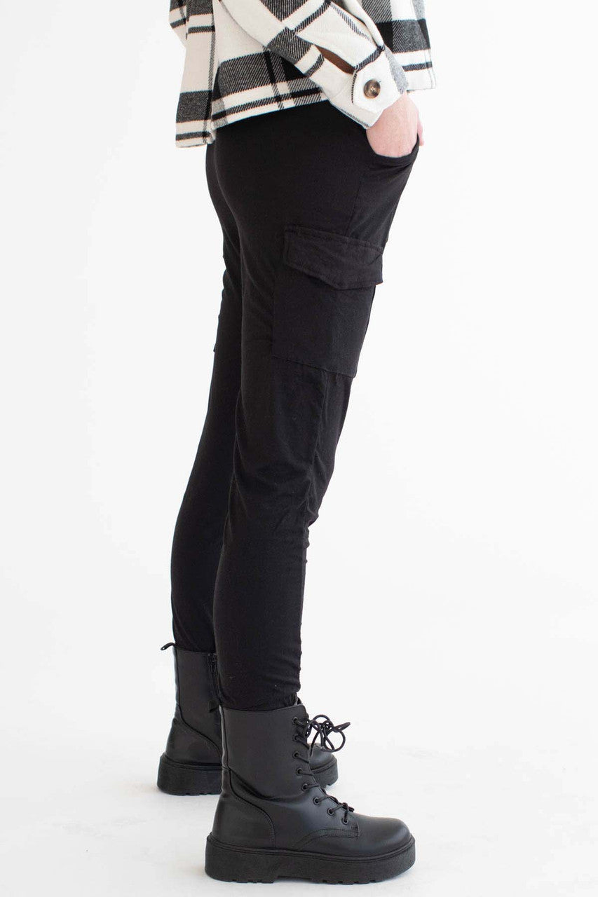 Black Cargo Pocket Joggers 1