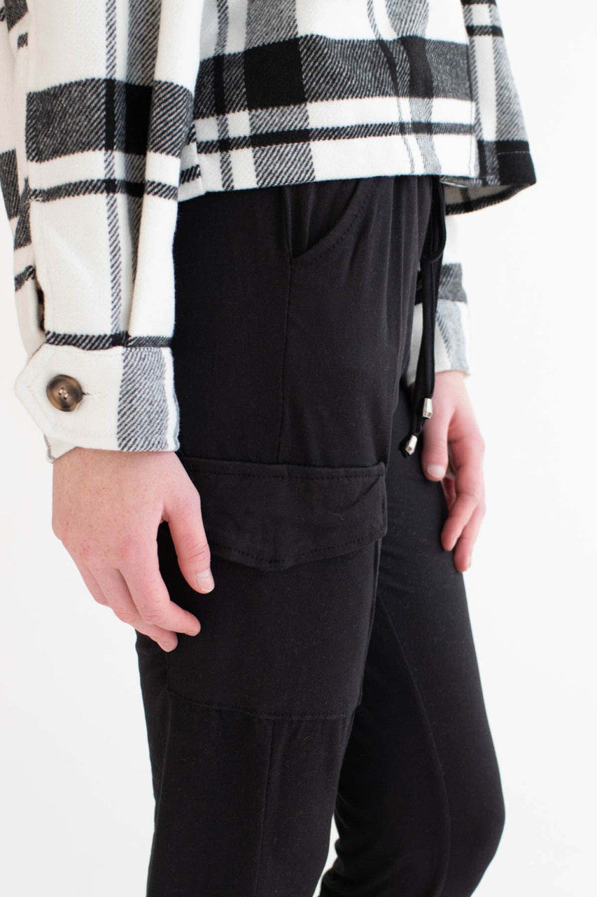 Black Cargo Pocket Joggers 1