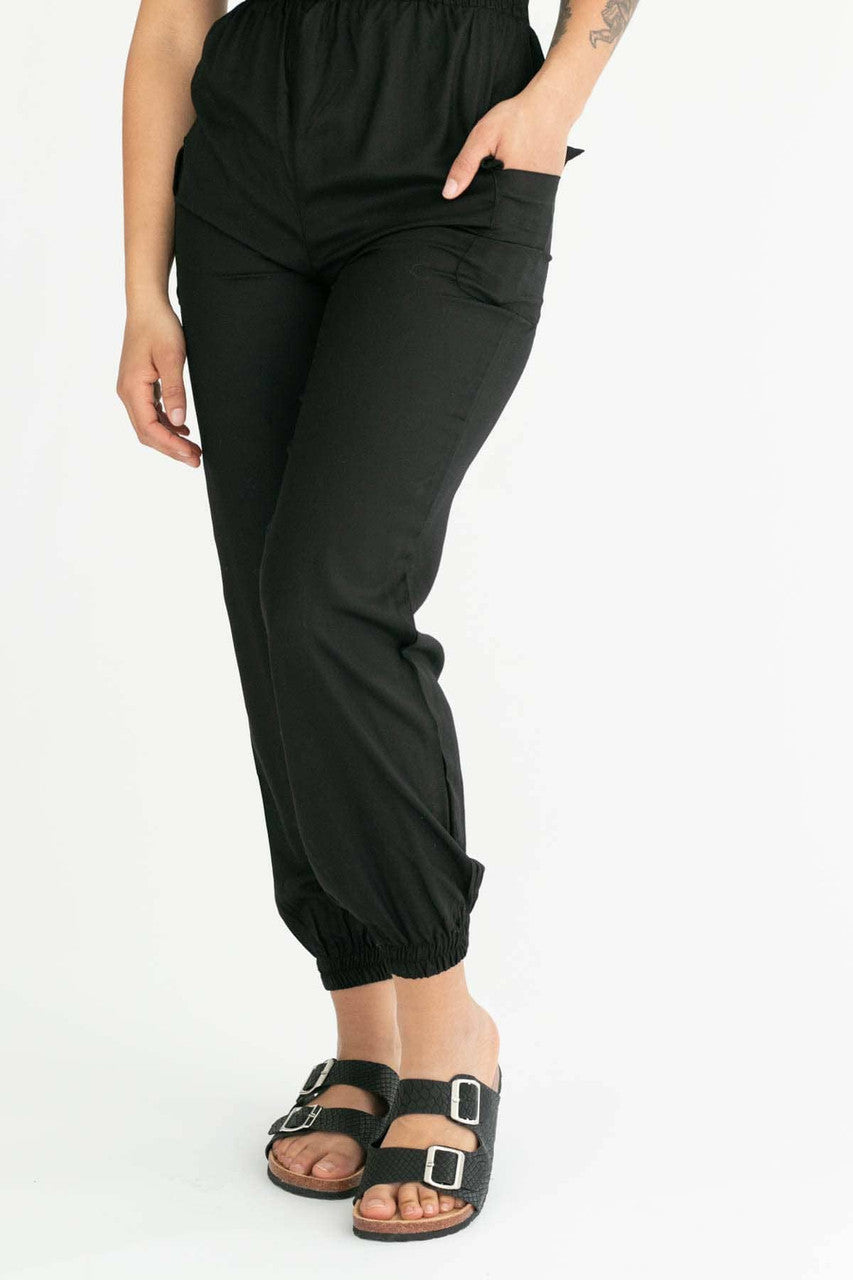 Black Cargo Strapless Jumpsuit
