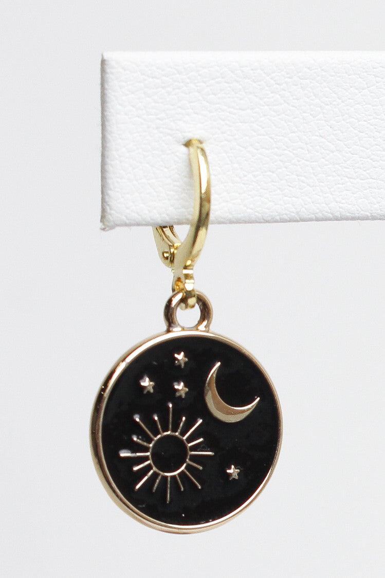 Drop Hoop Celestial Earrings