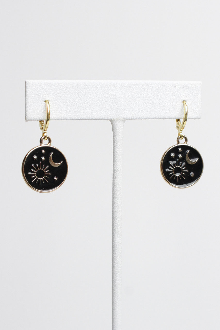 Drop Hoop Celestial Earrings