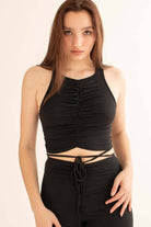 Black Center Ruched Crop Tank