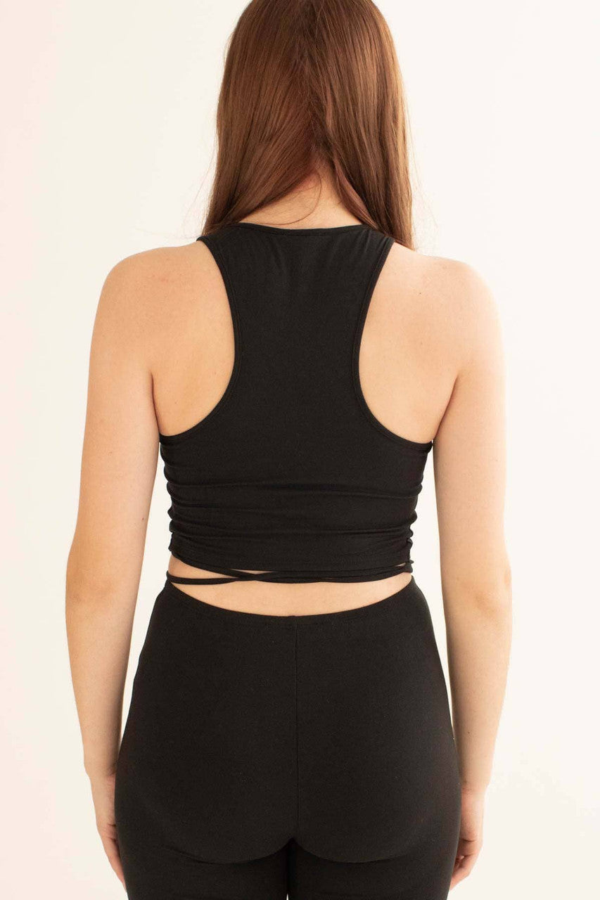 Black Center Ruched Crop Tank