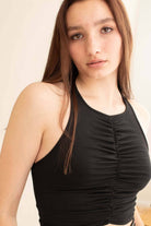 Black Center Ruched Crop Tank