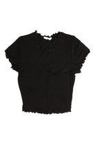Black Center Seam Lettuce Trim Tee