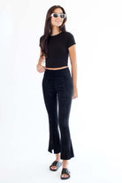 Black Center Seam Lettuce Trim Tee
