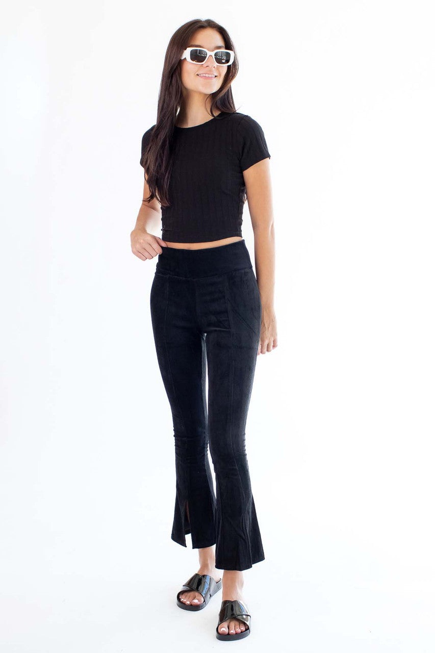 Black Center Seam Lettuce Trim Tee