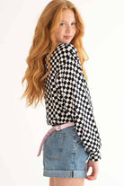 Black Checkered Crop Sweatshirt