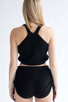 Black Cinched Knit Cami & Shorts Set