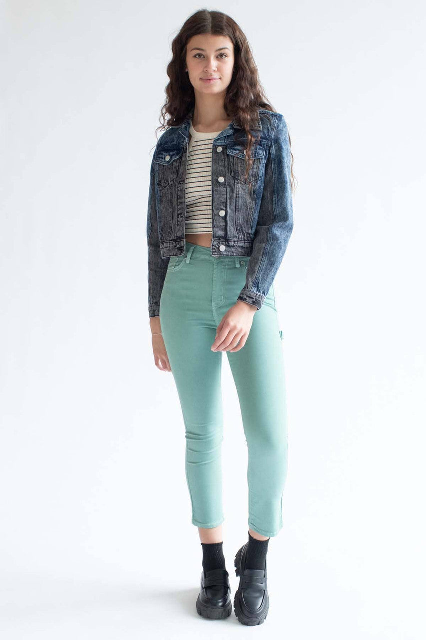 Black Color Blocked Denim Jacket