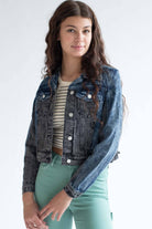 Black Color Blocked Denim Jacket