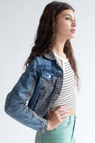 Black Color Blocked Denim Jacket