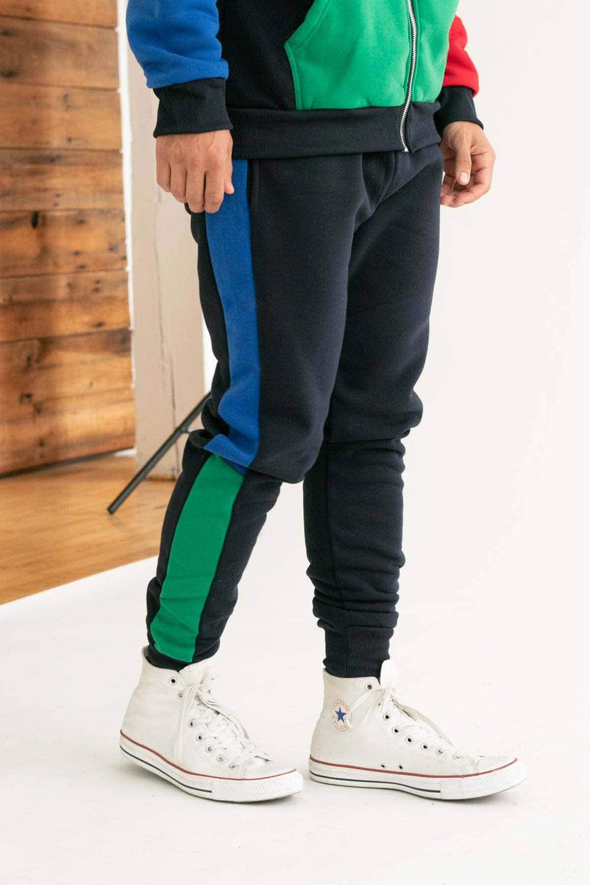 Black Primary Color Blocked Joggers