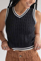 Black Contrast Trim Sweater Vest