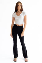 Black Cotton Blend Bell Bottoms