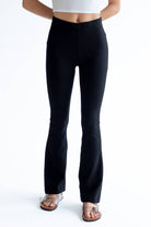 Black Cotton Blend Bell Bottoms