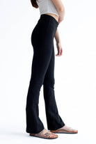 Black Cotton Blend Bell Bottoms