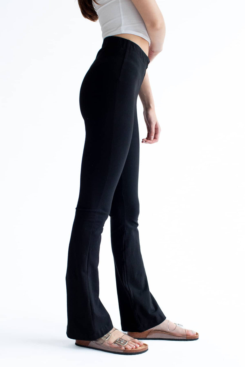 Black Cotton Blend Bell Bottoms