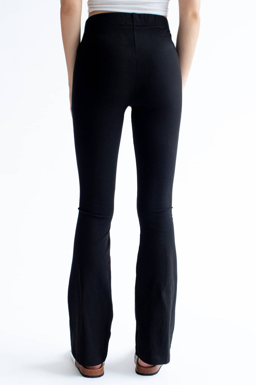 Black Cotton Blend Bell Bottoms