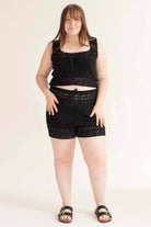 Black Crochet Shorts (Extended Sizes)