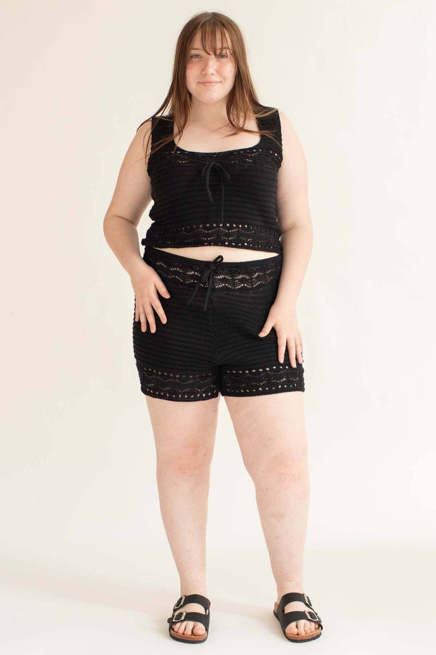 Black Crochet Shorts (Extended Sizes)