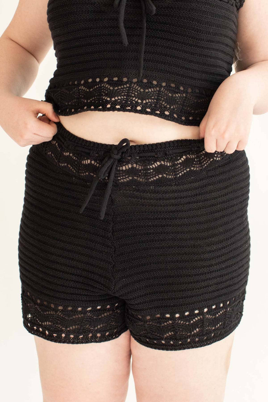 Black Crochet Shorts (Extended Sizes)
