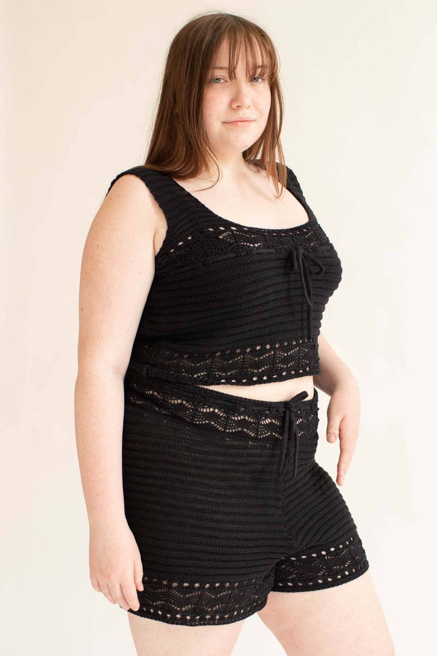 Black Crochet Shorts (Extended Sizes)