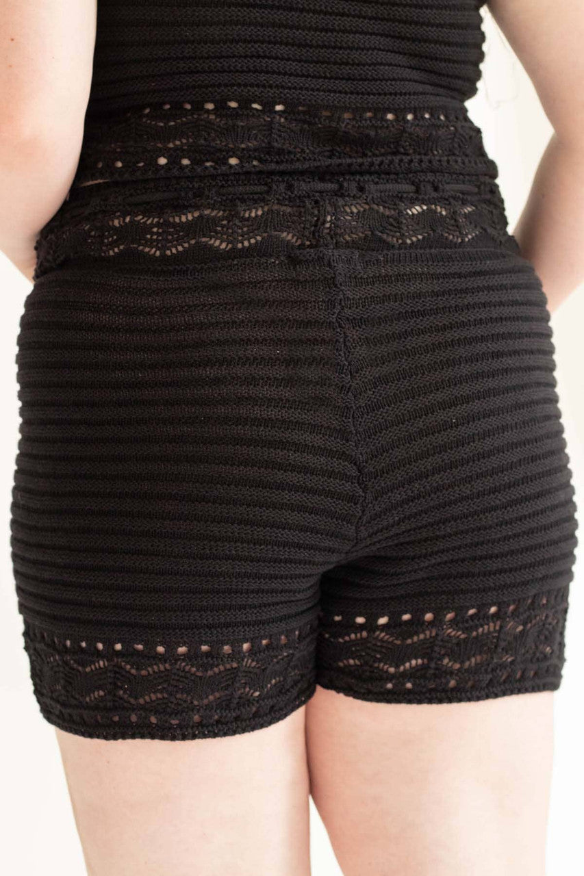 Black Crochet Shorts (Extended Sizes)