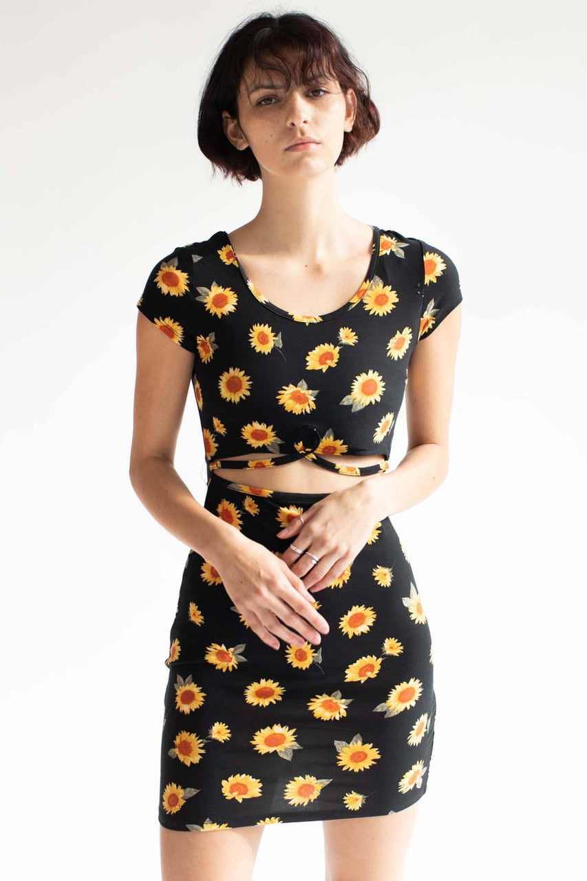 Sunflower Cutout Mini Dress