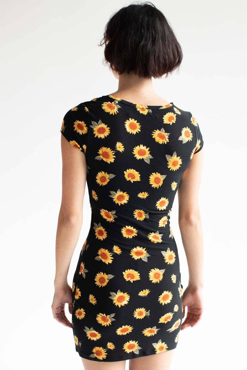 Sunflower Cutout Mini Dress