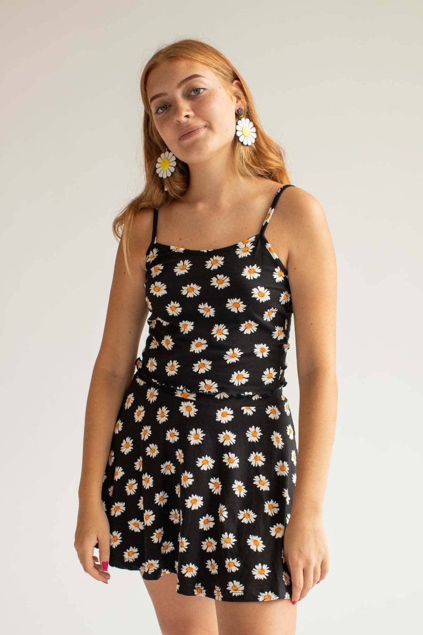 Black Daisy Crop Cami