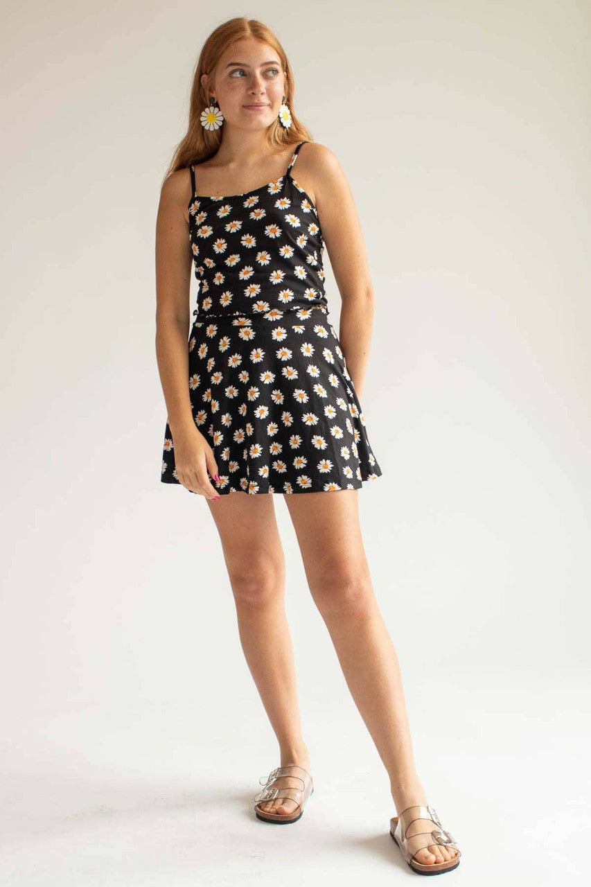 Black Daisy Crop Cami