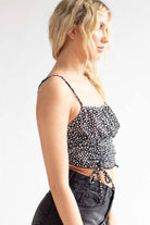 Black Daisy Milkmaid Ruched Crop Cami