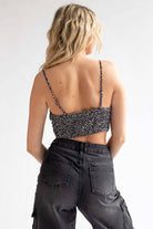 Black Daisy Milkmaid Ruched Crop Cami