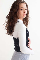 Black Daisy Print Seamless Cropped Cami