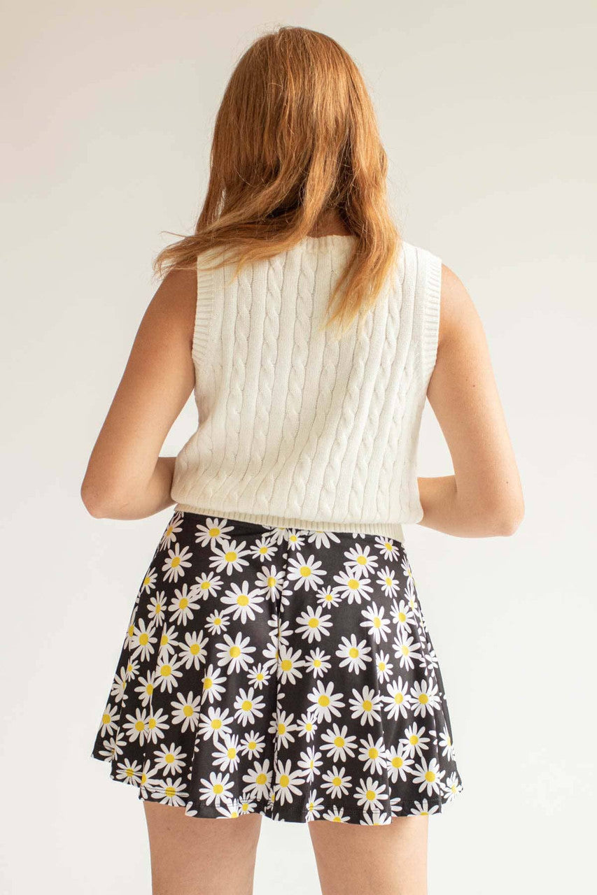 Black Daisy Skater Skirt 1