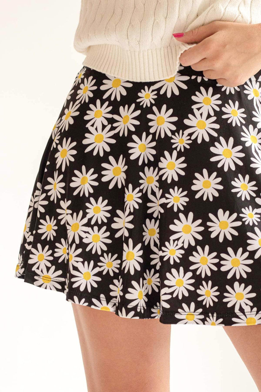 Black Daisy Skater Skirt 1
