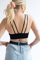 Black Double Strap Seamless Ribbed Bralette