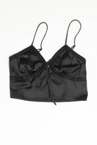 Black Double Tie Stretch Satin Cami