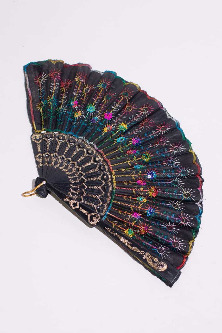 Rainbow Embroidered Sequin Fan