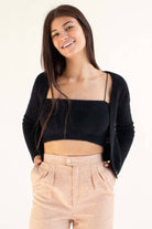 Black Eyelash Cardigan & Tank Set