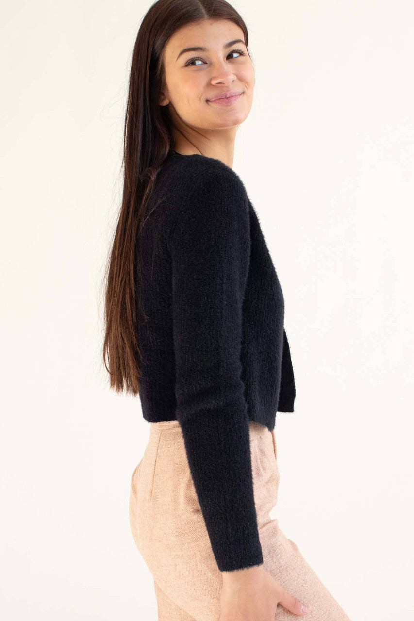 Black Eyelash Cardigan & Tank Set