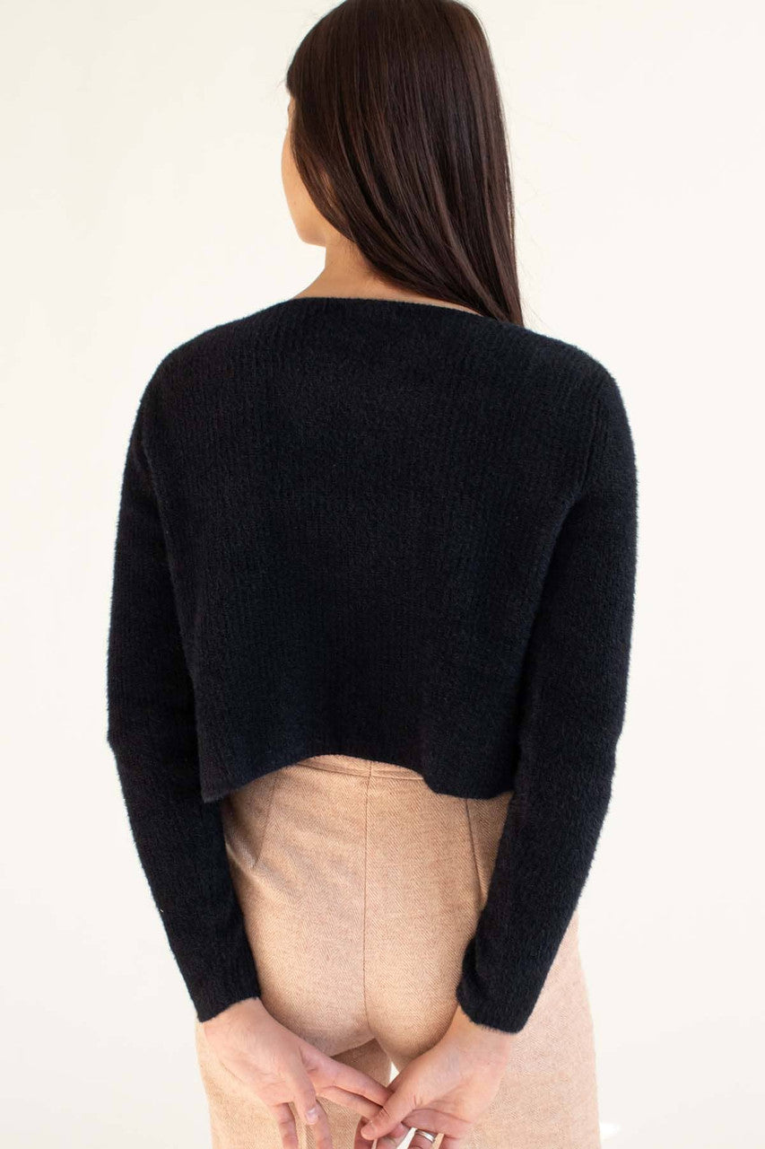 Black Eyelash Cardigan & Tank Set