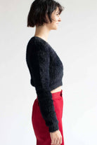 Black Eyelash Cropped Cardigan