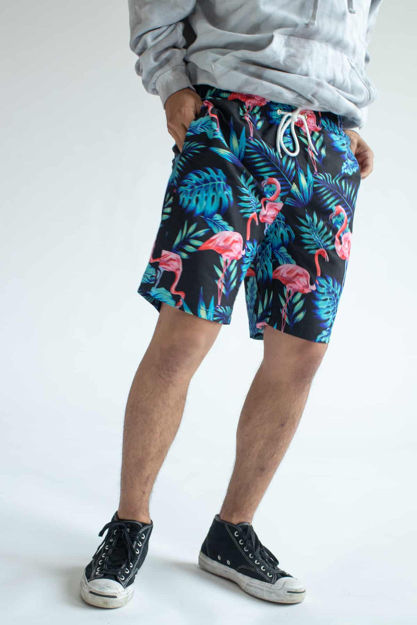Black Flamingo Palm Swim Shorts