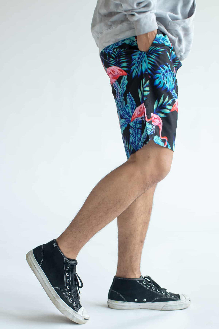Black Flamingo Palm Swim Shorts