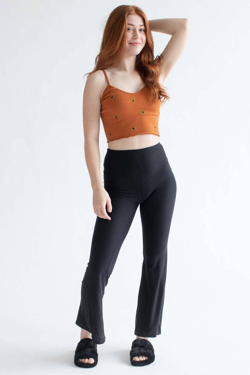 Black Wide Waistband Bell Bottoms